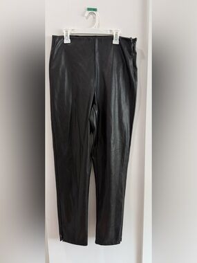 Black Faux Leather Womens Pants